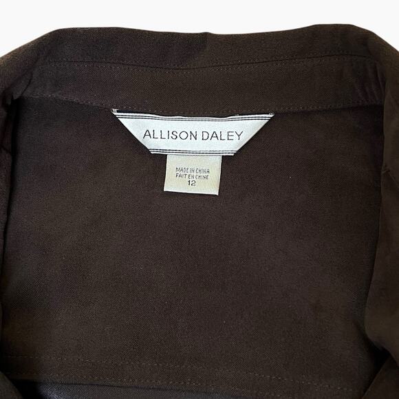 Allison Daley Faux Suede Jacket Size 12 Brown Side Pockets Full Zip Vintage - Picture 4 of 6